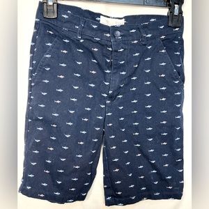 Craft Flow Navy Blue with Sharks Print Shorts Size 8.